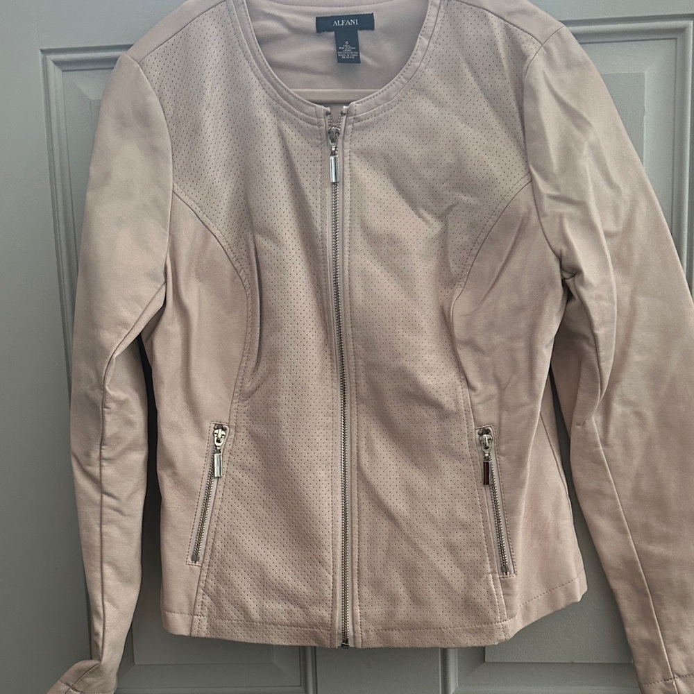 Alfani Women's Beige Imitation Leather Jacket
